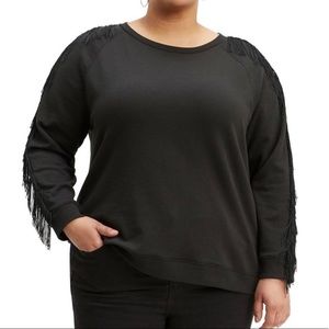 Levis black fringe sleeve pull over sweatshirt 2X
